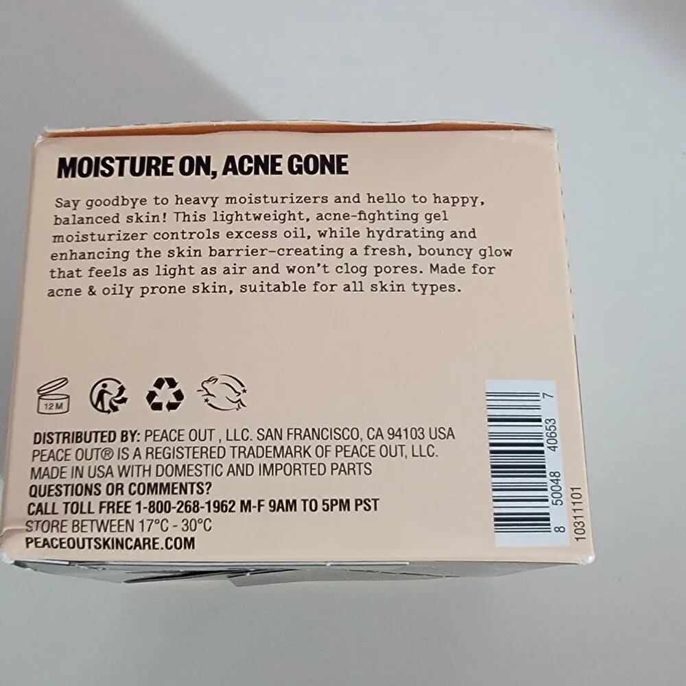 Peace Out 2% Salicylic Acid Acne Gel Moisturizer 1.7 oz / 50 ml